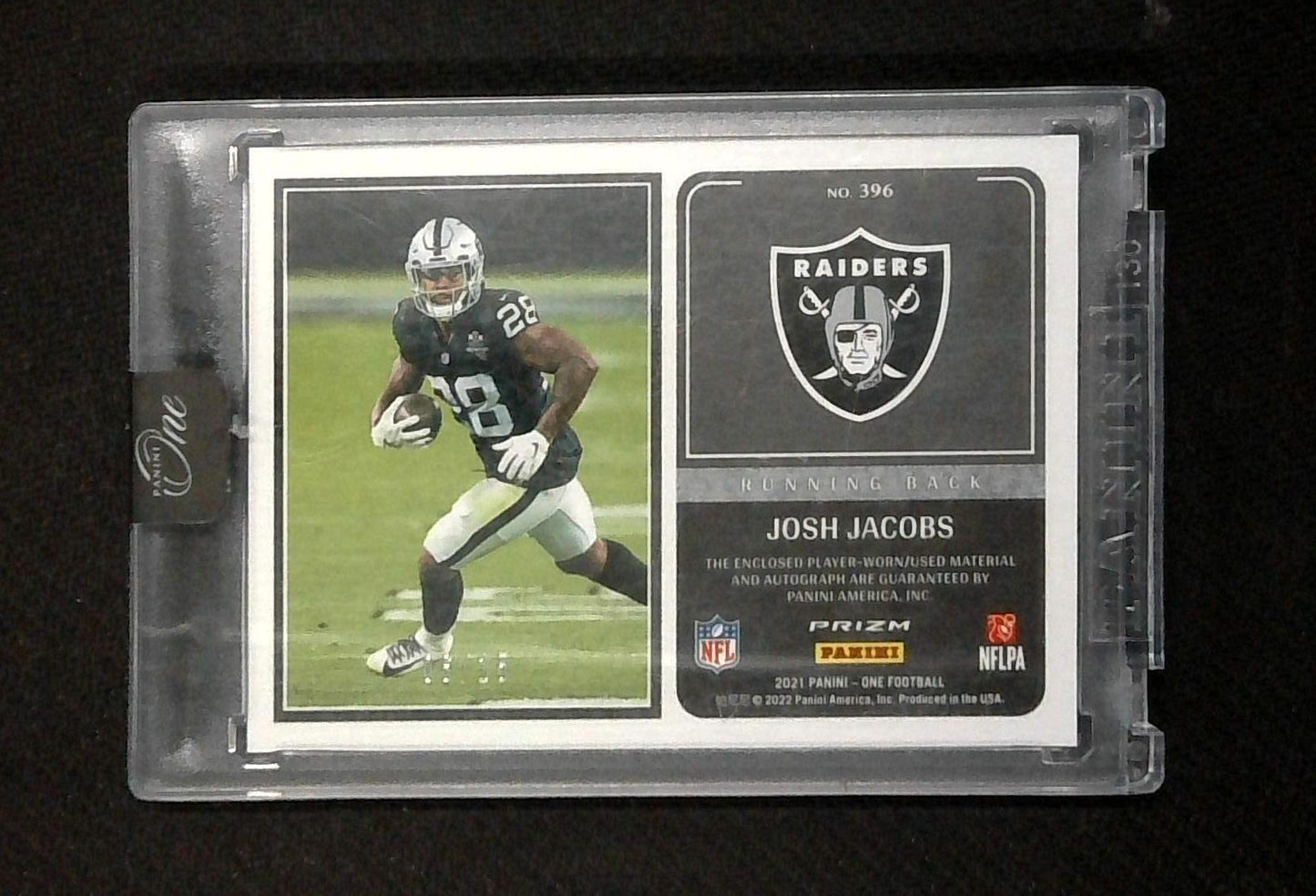 2021 Panini One Football Formula One Josh Jacobs Patch Auto /15