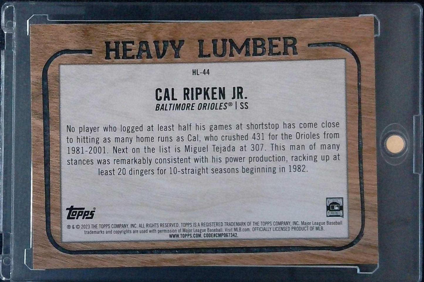 2023 Topps Update Heavy Lumber #HL-44 Cal Ripken Jr. Orioles HOF SSP CASE HIT