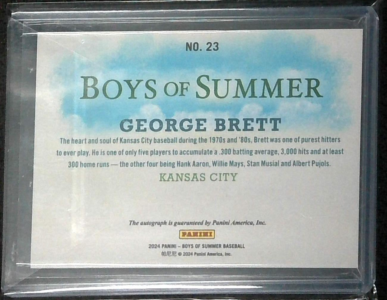 2024 Panini Boys Of Summer George Brett Bat Auto #'d 2/6