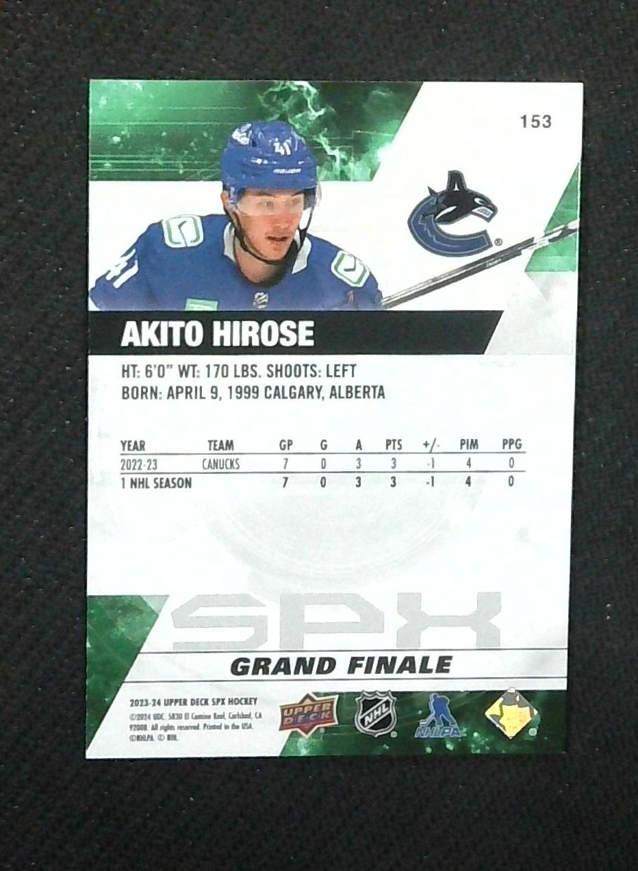 2023-24 Upper Deck SPX Rookies Gold #153 Akito Hirose /50