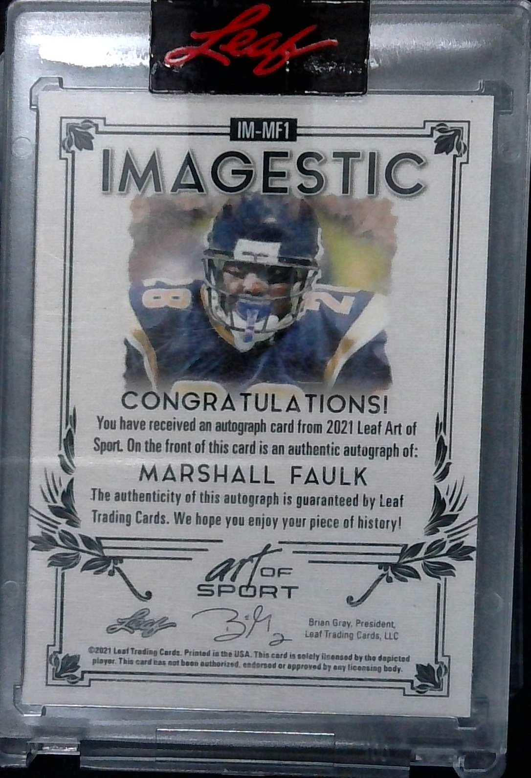 2021 Leaf Art Of Sport Marshall Faulk Auto /5