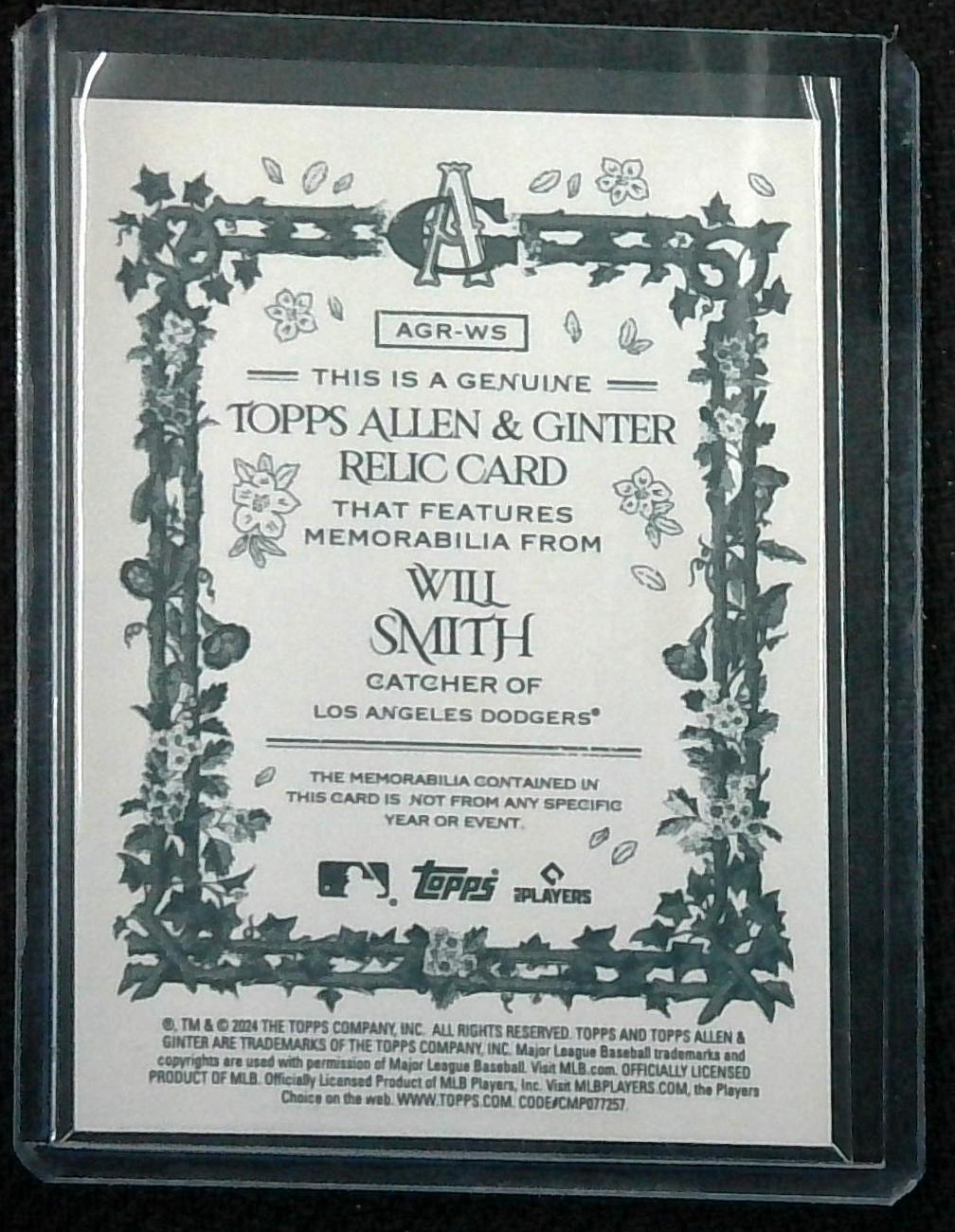 2024 Topps Allen & Ginter #AGR-WS Will Smith Grey Jersey Relic