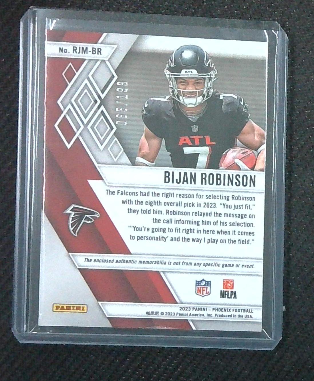 2023 Panini Phoenix Bijan Robinson Falcons RC Rookie Jersey /199
