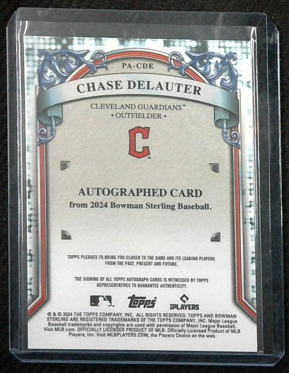 2024 Bowman Sterling Chase DeLauter Auto #PA-CDE Cleveland Guardians