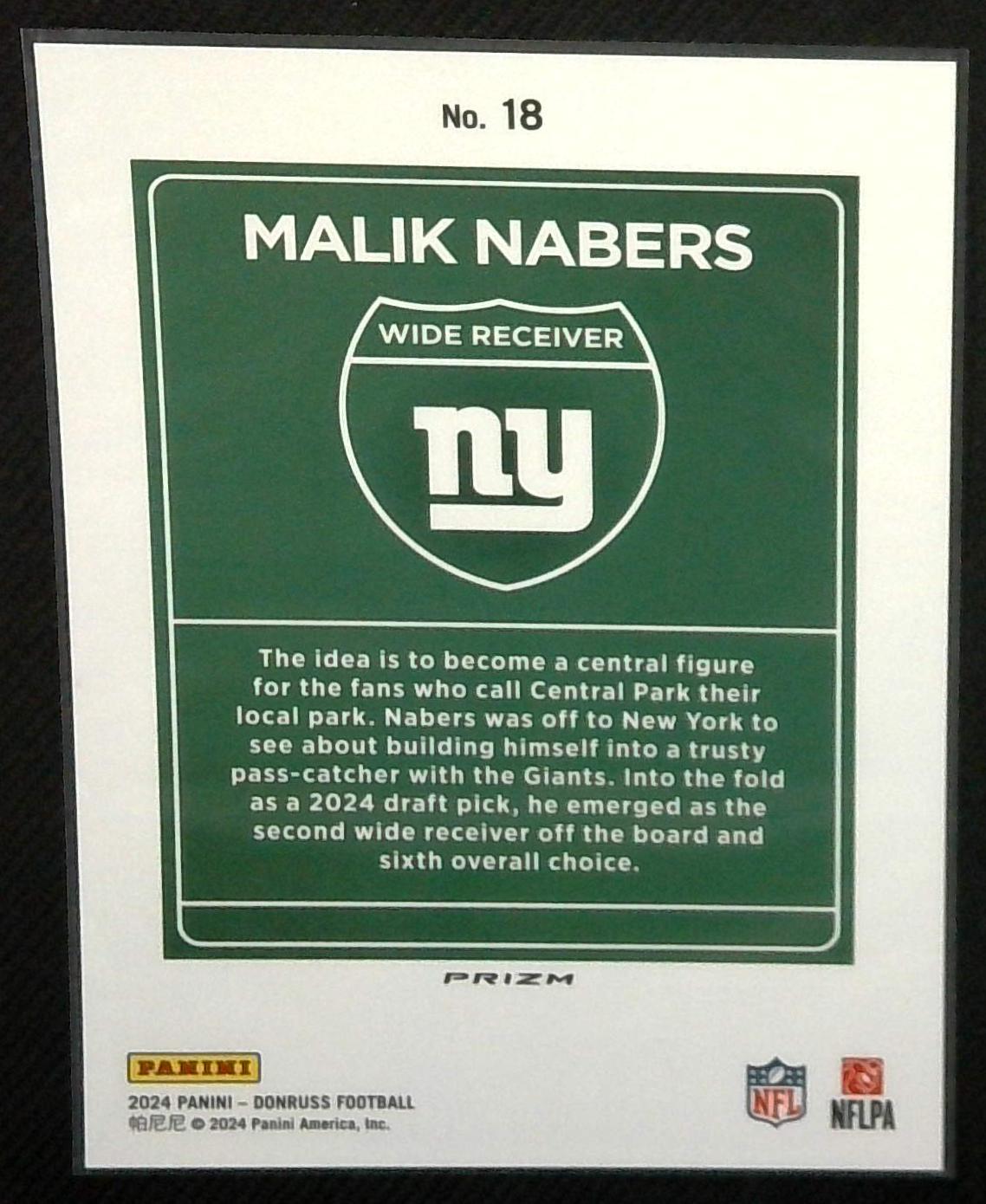 2024 Donruss Malik Nabers Oversized Jumbo Prizm Oversize Downtown #18