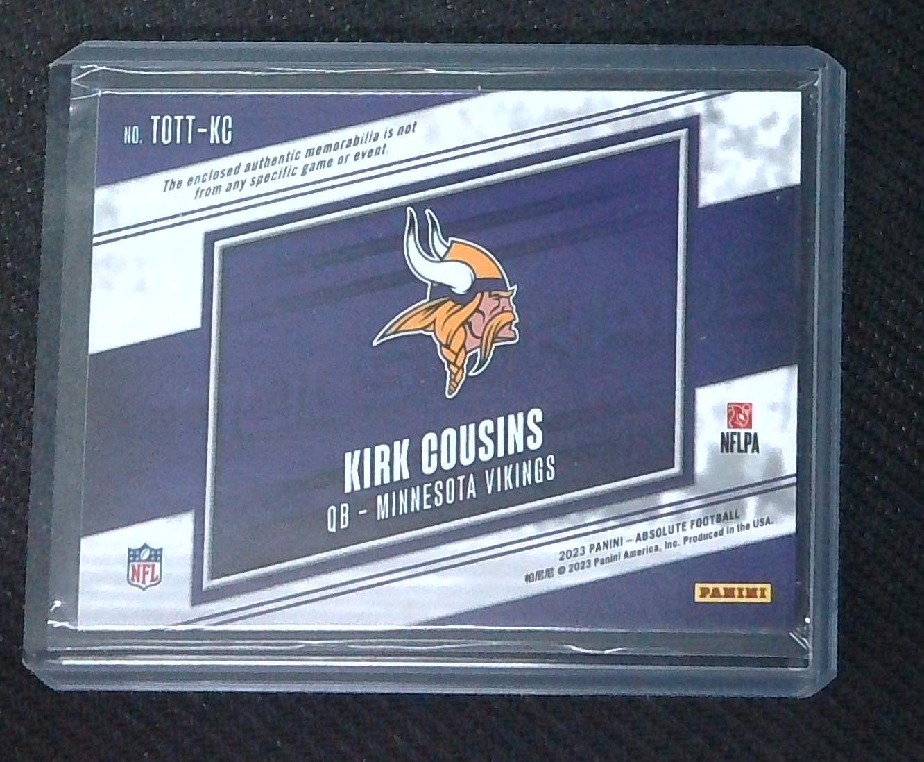 2023 Absolute KIRK COUSINS Tools Of The Trade 3 RELIC PATCH 48/49 Vikings