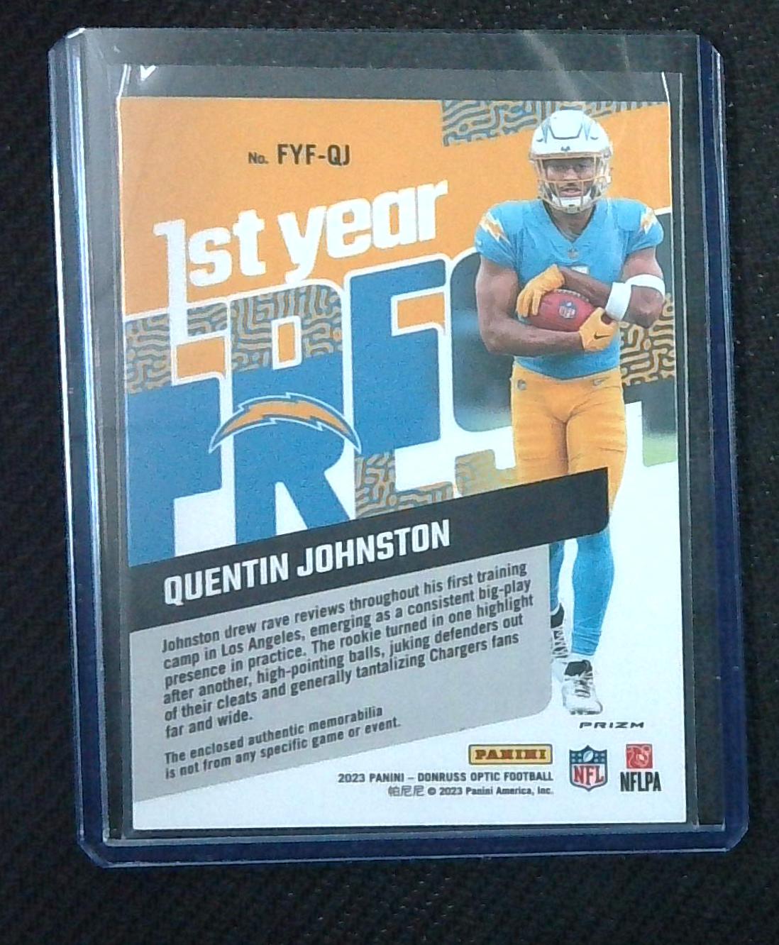 2023 Panini Donruss Optic 1st Year Fresh Quentin Johnston #QJ Rookie Jersey RC