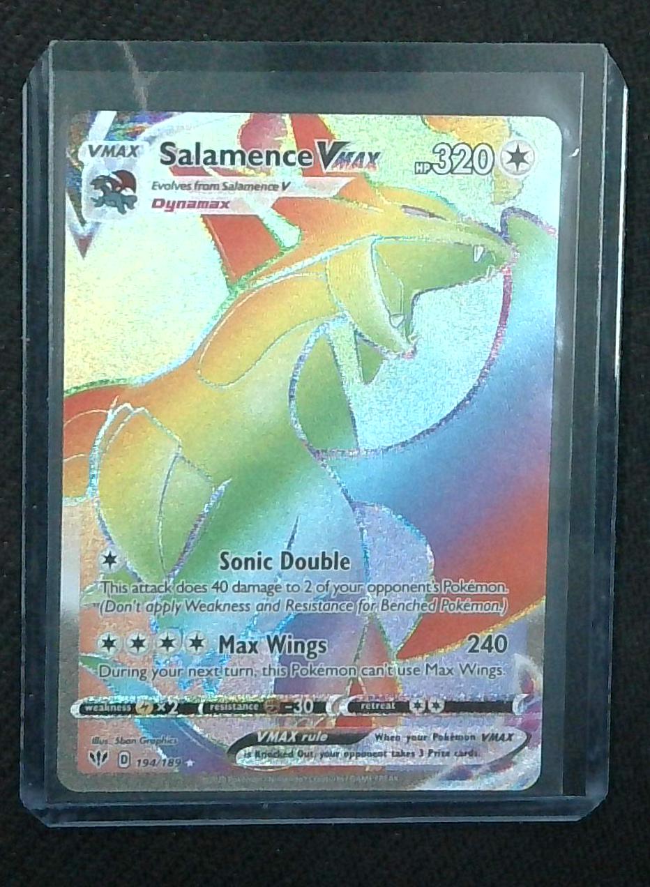 Pokemon Salamence VMAX 194/189 Rainbow Rare SECRET RARE Darkness Ablaze