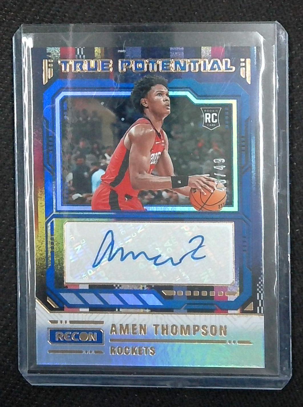 2023-24 Panini Recon Amen Thompson True Potential Blue RC Signatures Auto /49