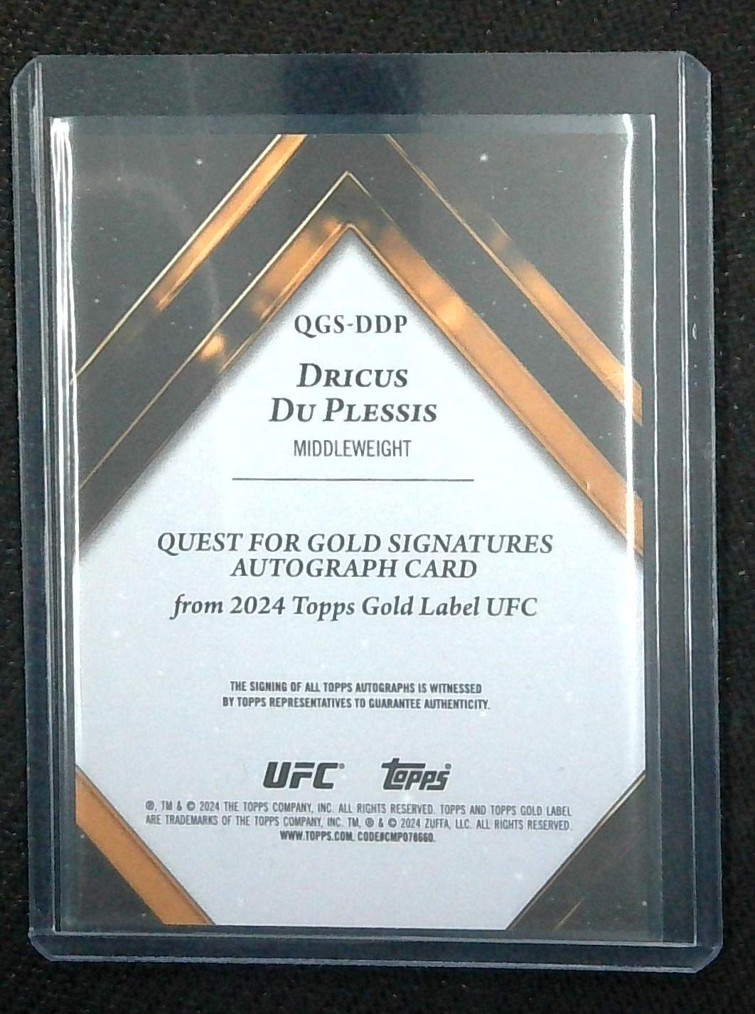 Dricus Du Plessis 2024 Topps UFC Gold Label Quest For Gold Auto Red 03/25