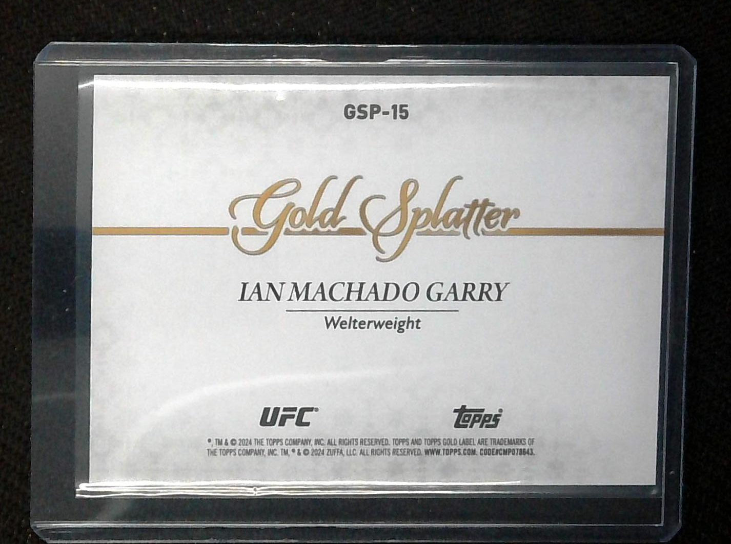 2024 Topps Gold Label UFC Ian Machado Garry Gold Splatter SSP #GSP-15 Case Hit