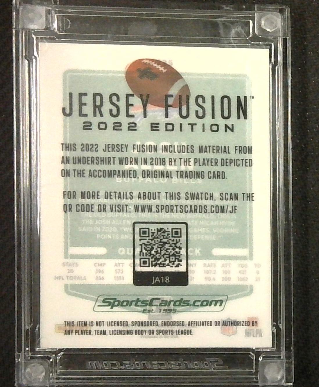 JOSH ALLEN JERSEY FUSION 2022 FOOTBALL NFL BILLS GAME USED PATCH