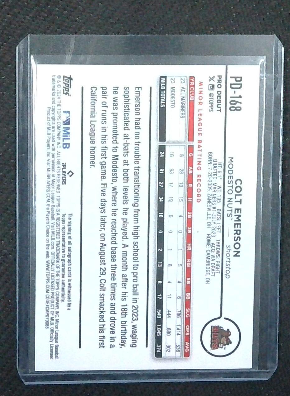 2024 Topps Pro Debut #PD-168 Auto Colt Emerson