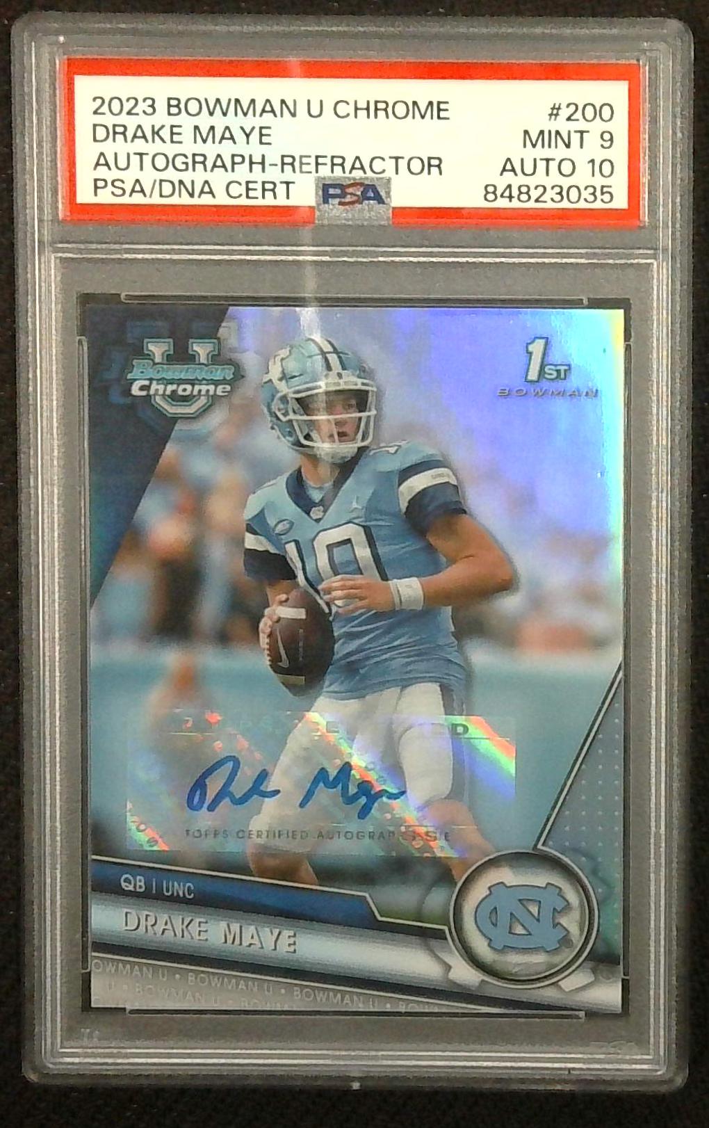 DRAKE MAYE 2023 BOWMAN U CHROME #200 AUTO REFRACTOR 033/499 PSA 9