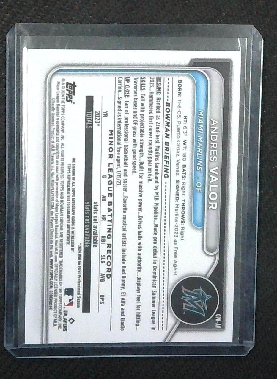 2024 Bowman Chrome ANDRES VALOR 1st Bowman Mojo Refractor AUTO /150