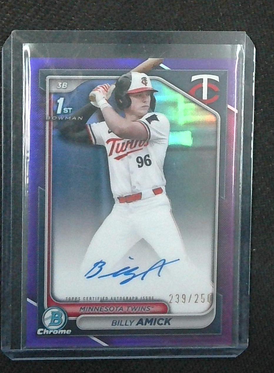 Billy Amick 2024 Bowman Draft Chrome Prospect AUTO #CPA-BA Purple #/250 TWINS