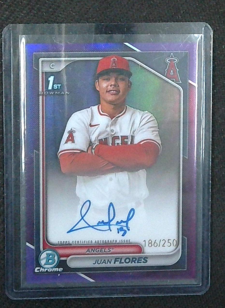 2024 Bowman Chrome Juan Flores Purple Refractor 1st Auto /250 CPA-JF Angels