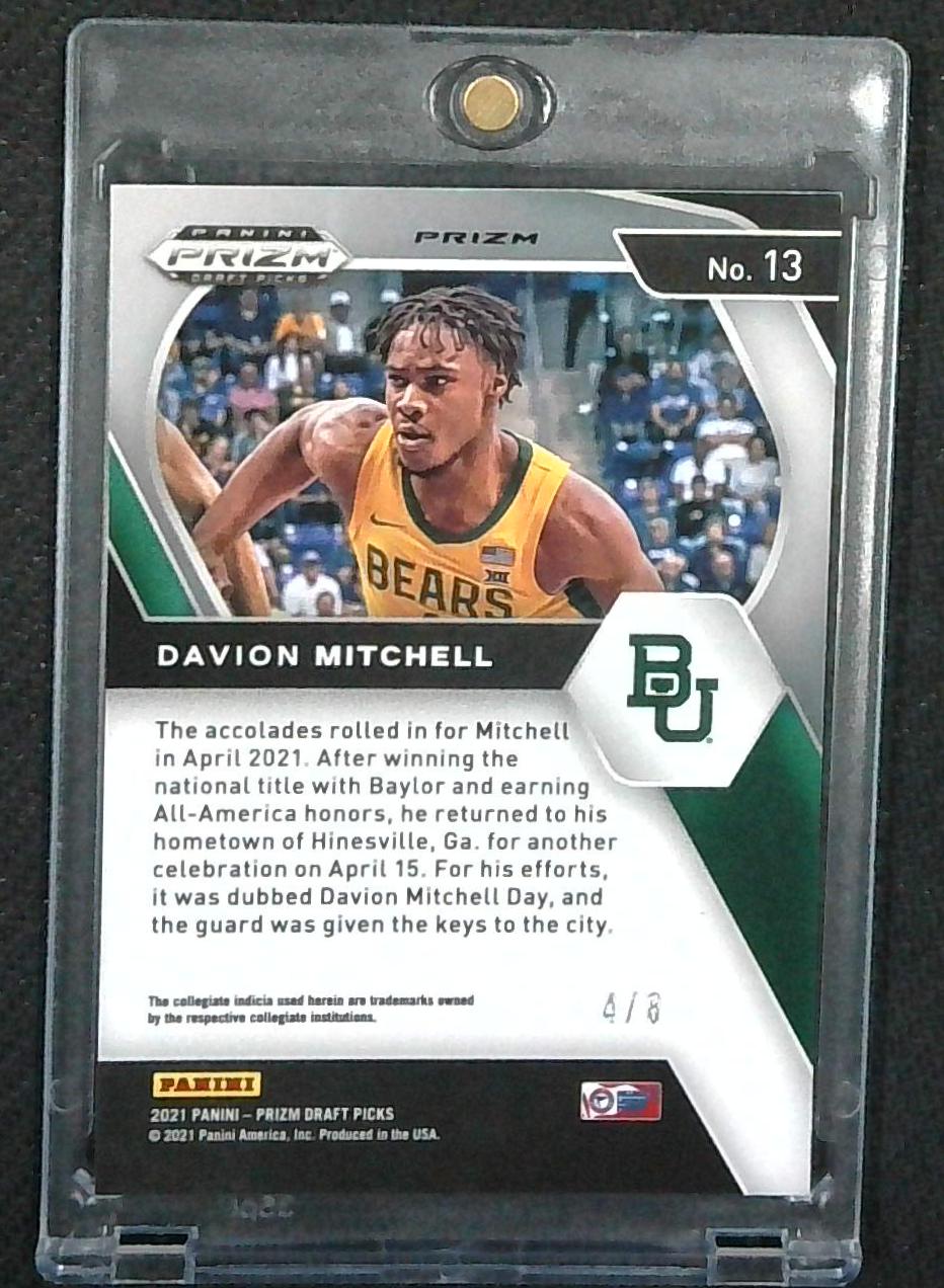 2021-22 Prizm Draft Picks Davion Mitchell RC 4/8 Choice Green Baylor Match!