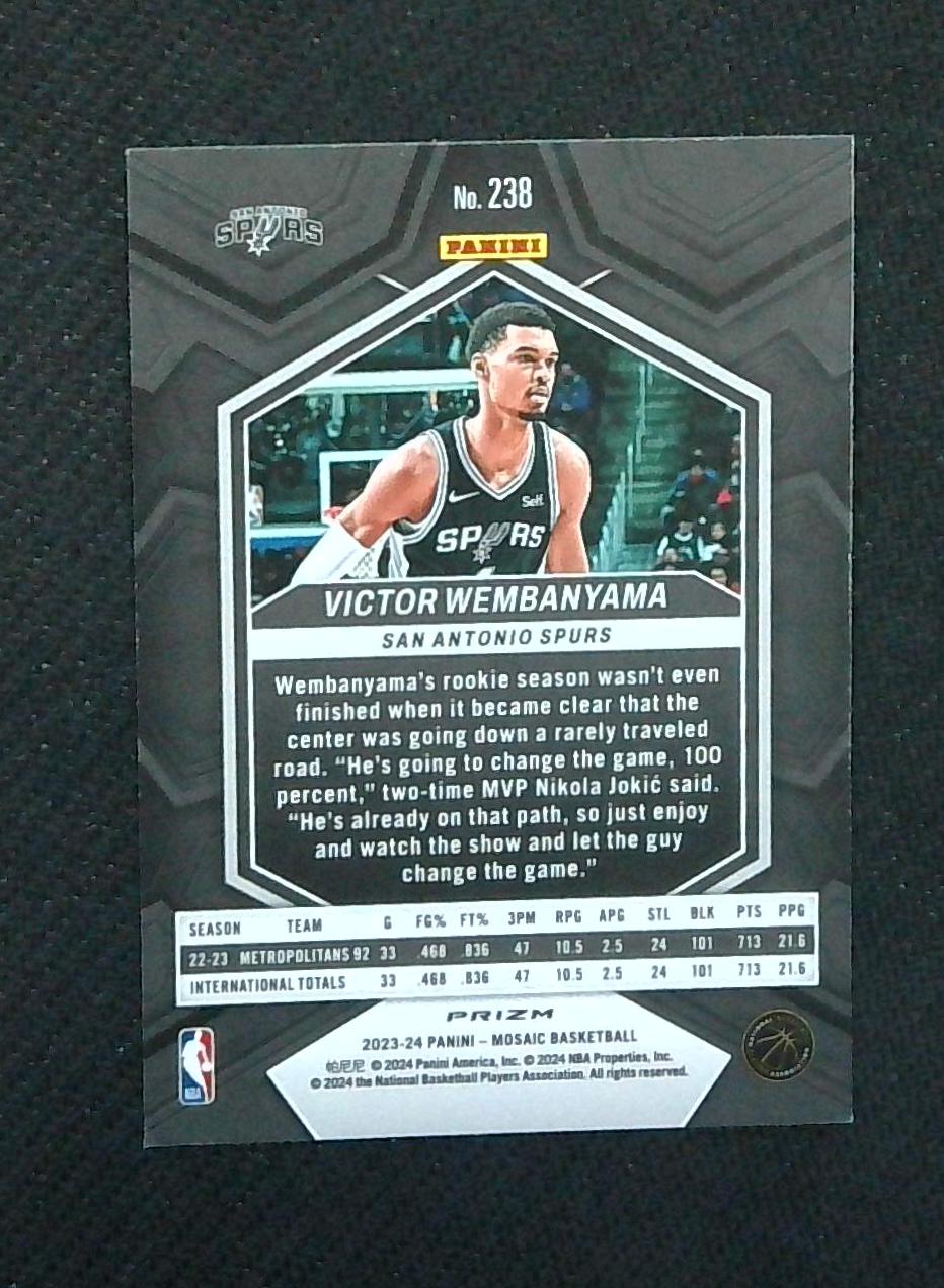 2023-24 Panini Mosaic - Reactive Yellow Mosaic Prizm #238 Victor Wembanyama Rookie