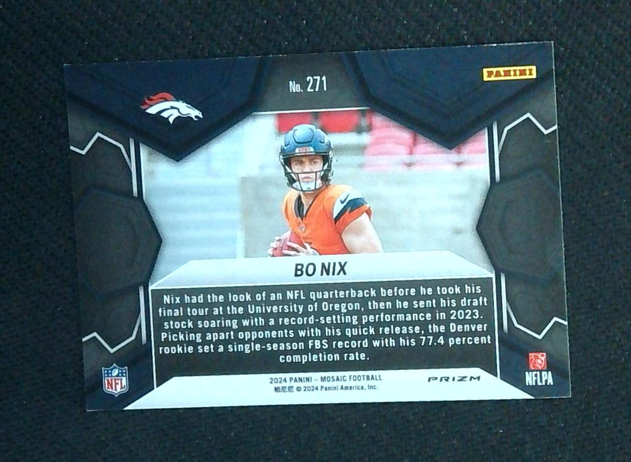2024 Panini Mosaic - NFL Debut Reactive Yellow Mosaic Prizm #271 Bo Nix (RC)