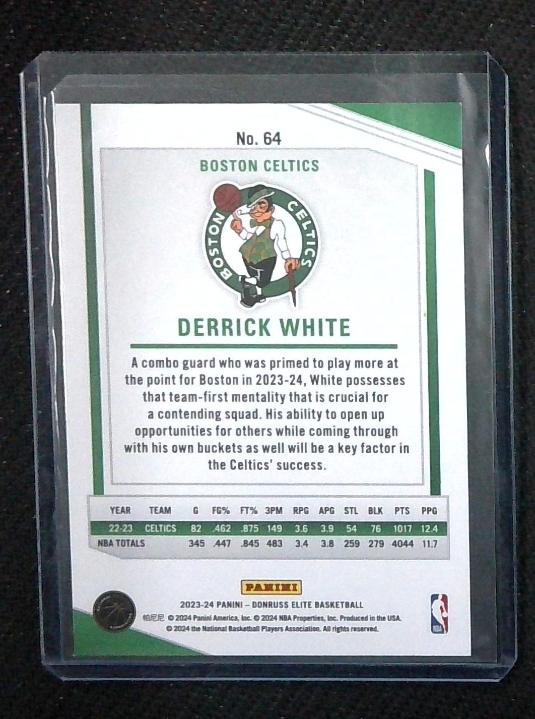 2023-24 Panini Donruss Elite Derrick White /75 Base Neon Green No.64