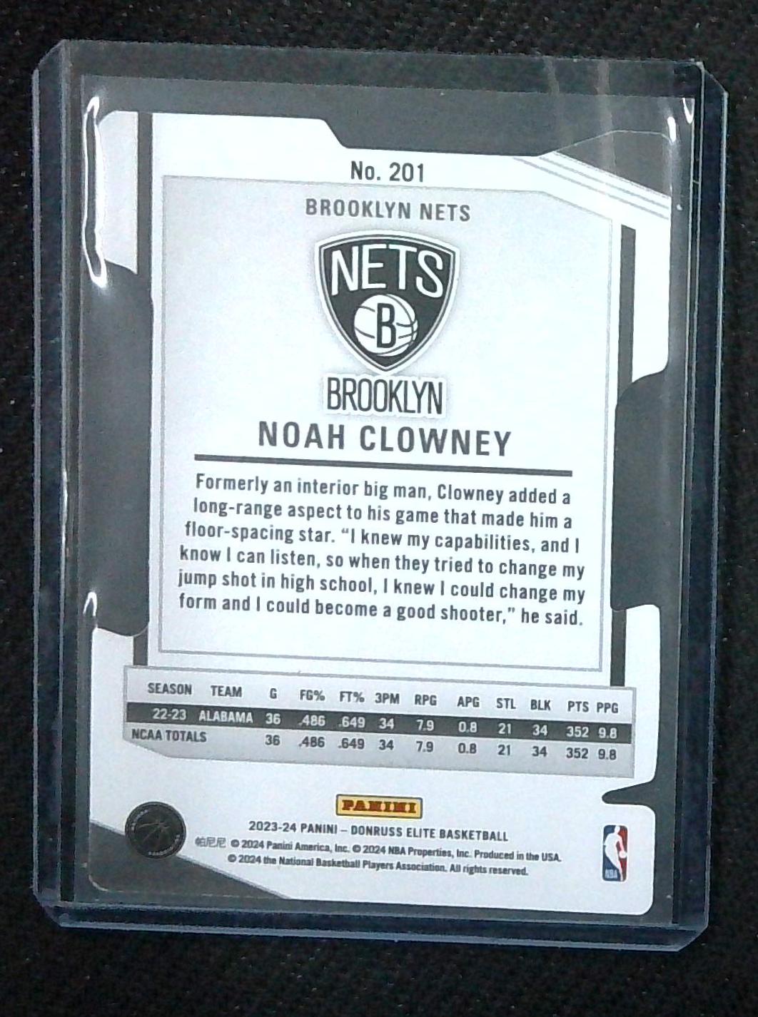 Noah Clowney 2023-24 Panini Donruss Elite Red Die-cut /79 Rookie RC Nets
