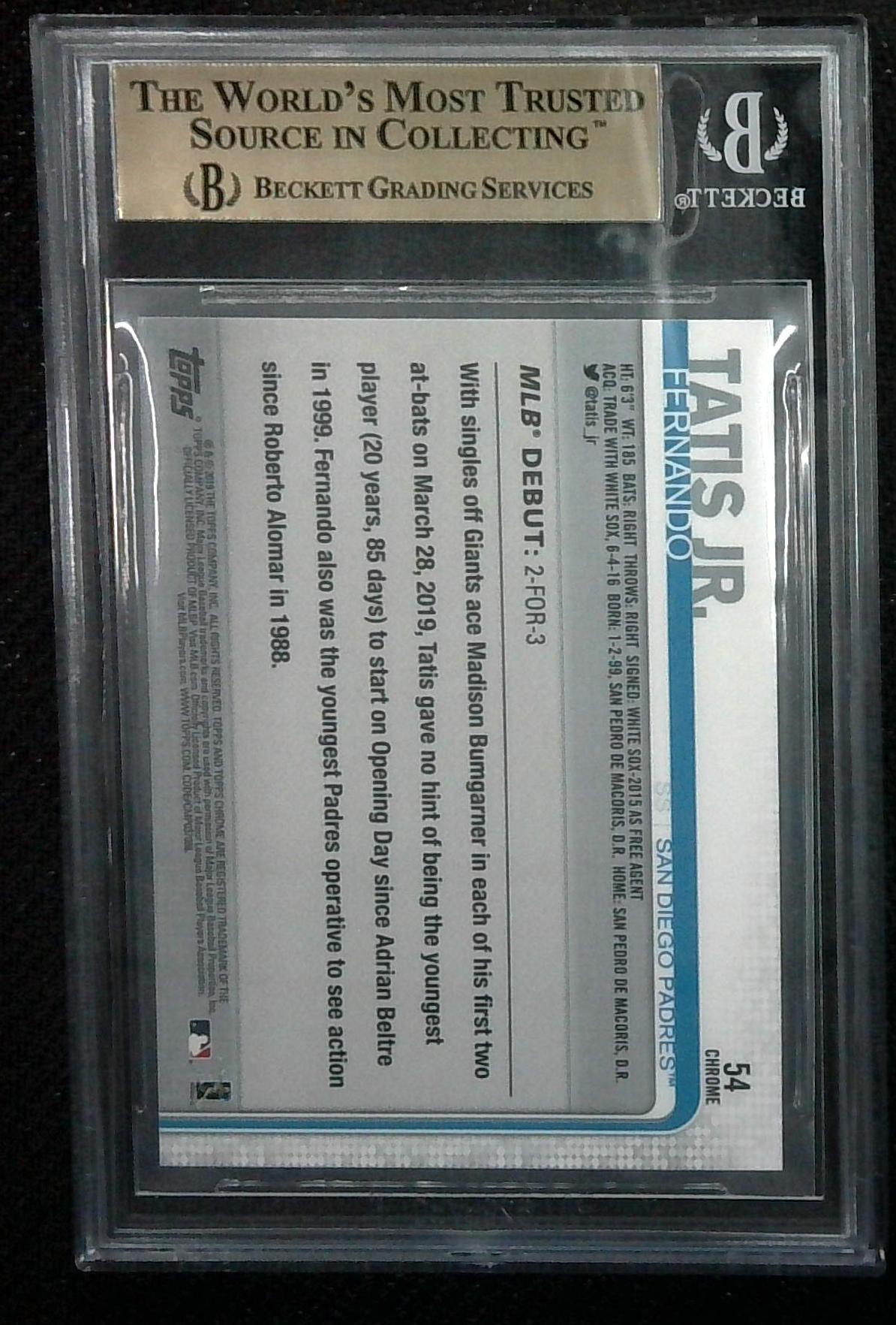 2019 Topps Chrome Update Fernando Tatis Jr RC Rookie BGS 9.5 GEM Mint