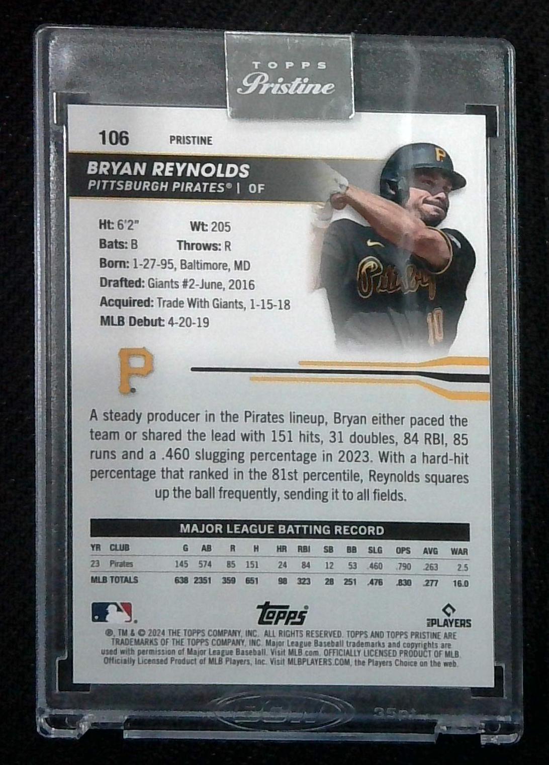 2024 Topps Pristine - Pink Refractor #106 Bryan Reynolds /15