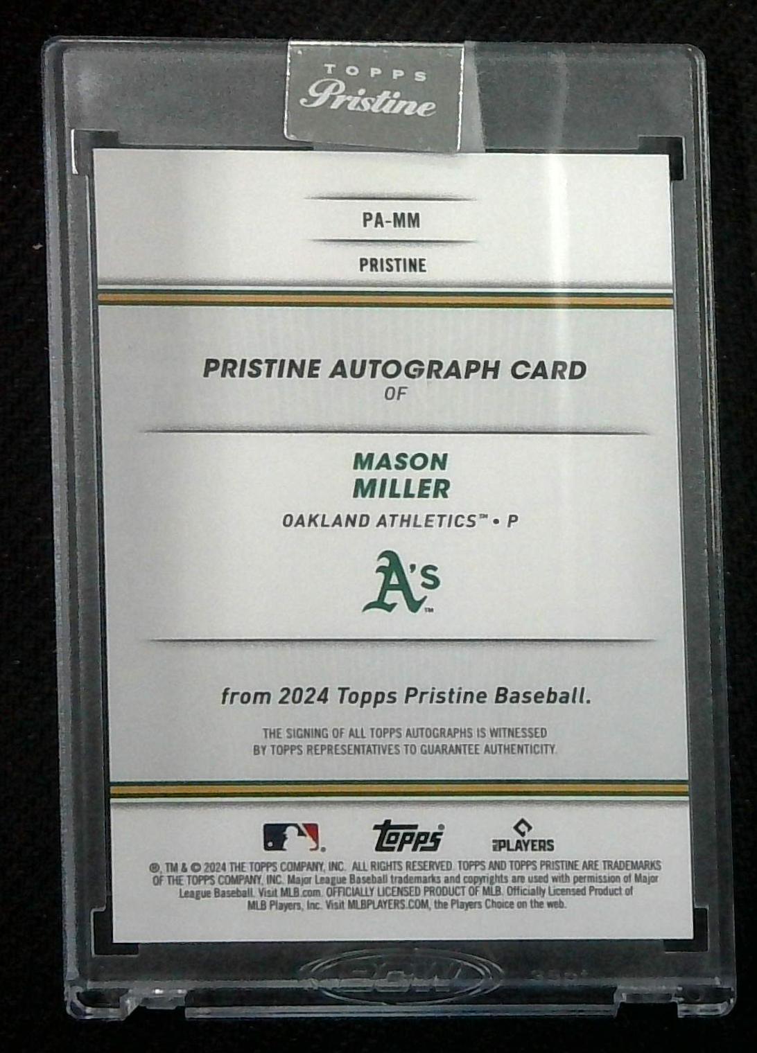 2024 Topps Pristine Mason Miller Green Pristine Refractor Auto /150