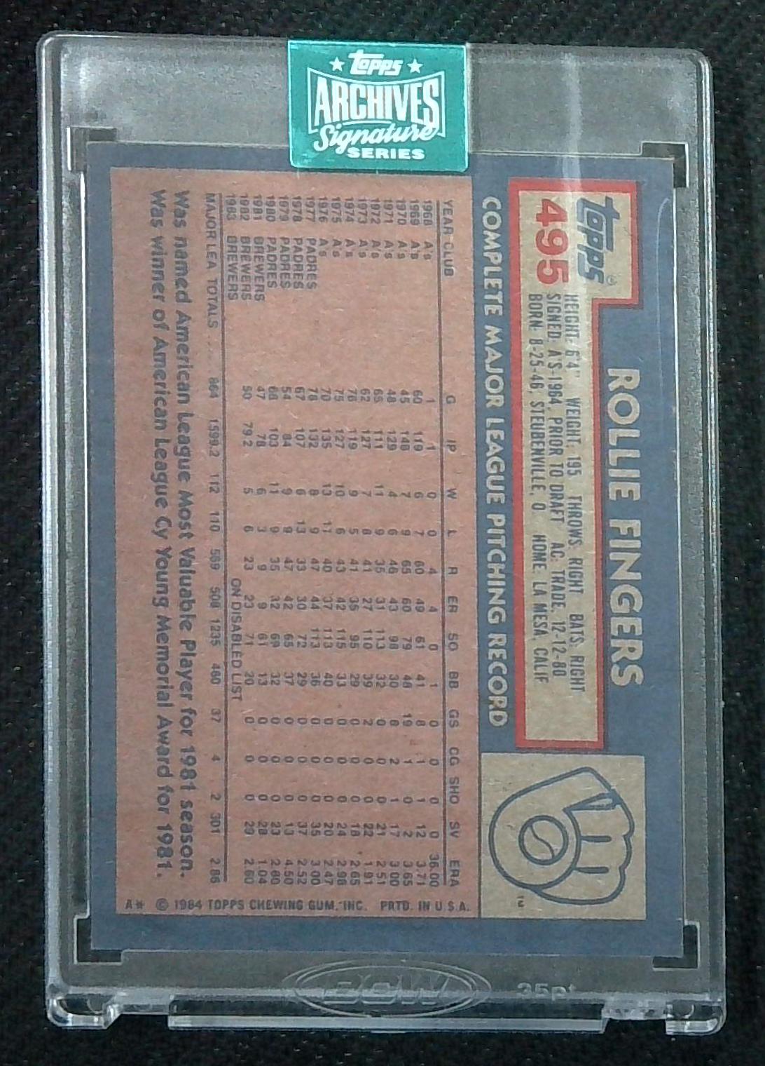 ROLLIE FINGERS 2024 TOPPS ARCHIVES SIGNATURE SERIES AUTO /71 MILWAUKEE BREWERS