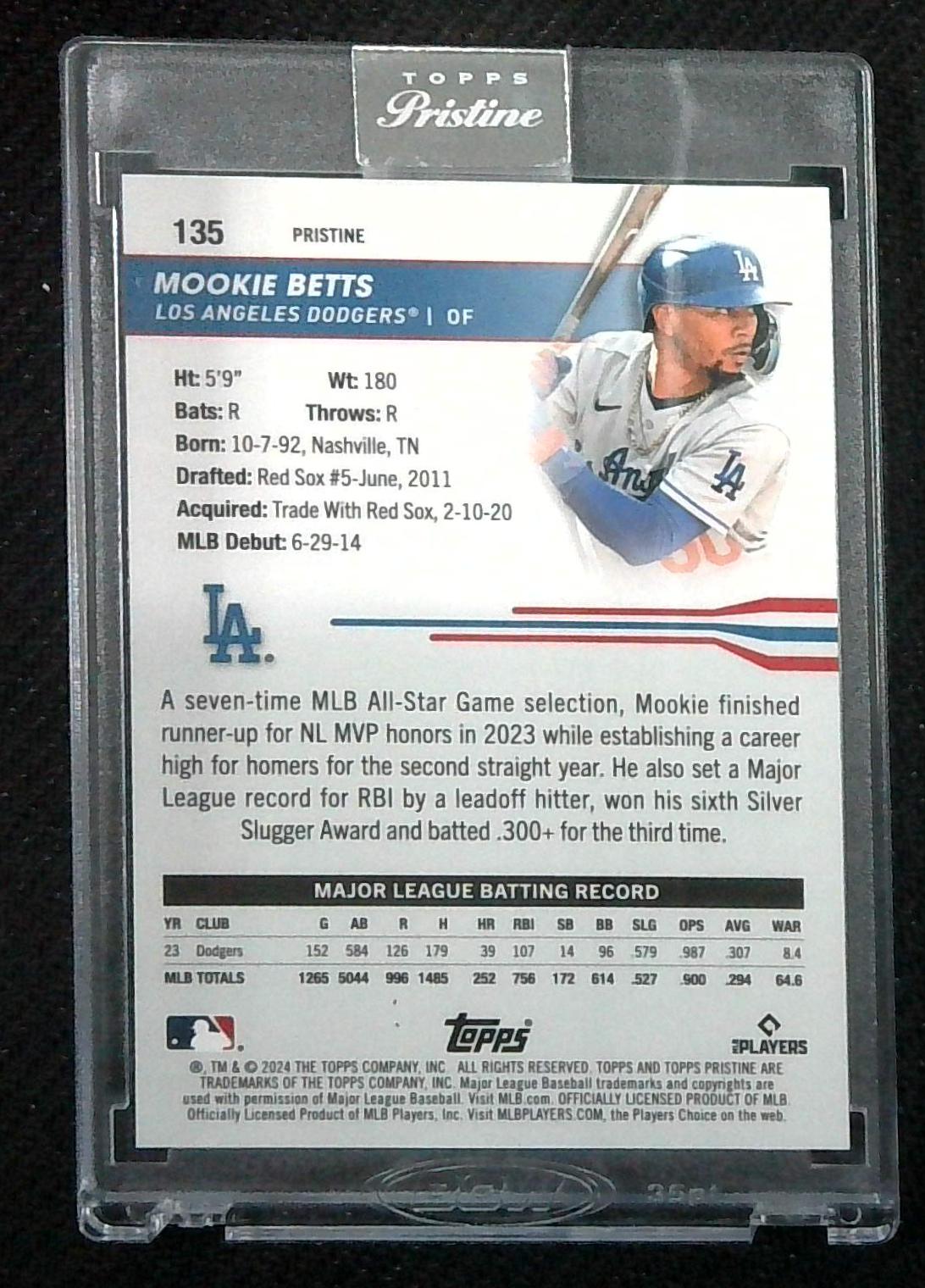 2024 Topps Pristine Red Pristine Pulsar Refractor 1/5 Mookie Betts #135