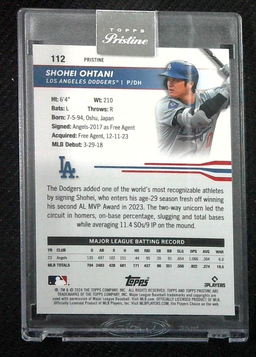 Shohei Ohtani Encased Topps Pristine 2024 Purple /99 Dodgers