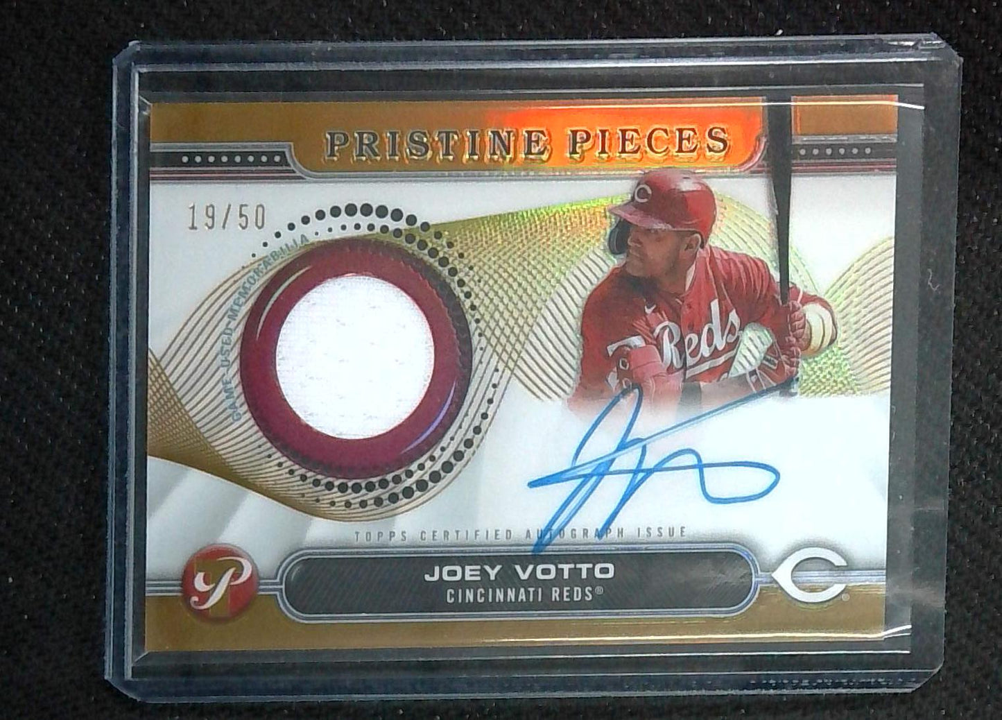 2024 Topps Pristine Pieces Joey Votto Gold Patch Auto /50