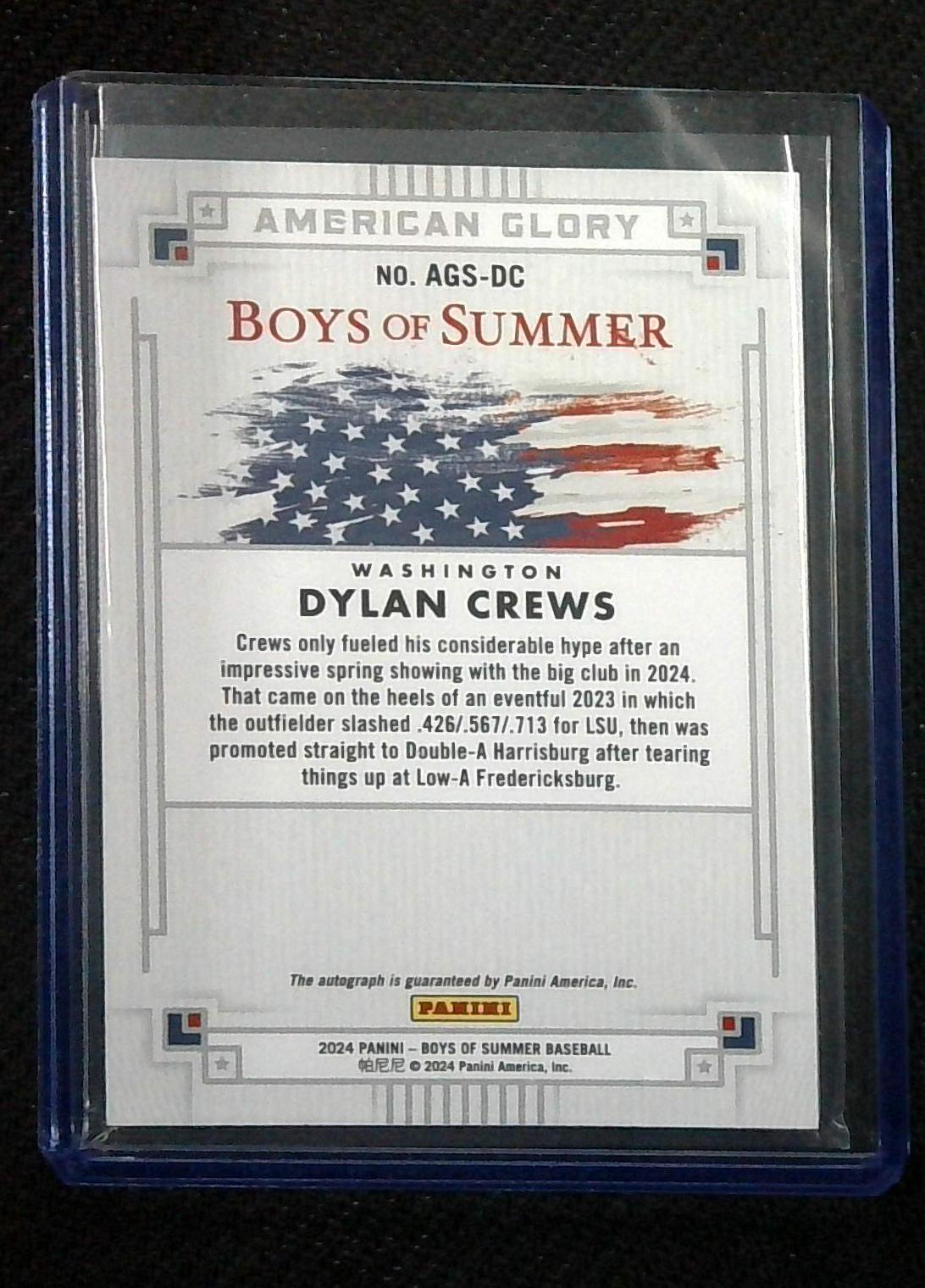 DYLAN CREWS Glory Rookie Auto 26/49 RC 2024 Panini Boys of Summer Baseball