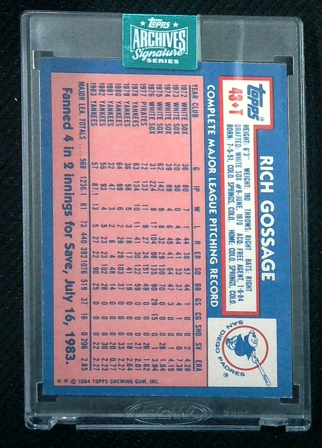 2024 Topps Archives Signature Series Retired Edition Goose Gossage Auto 6/6
