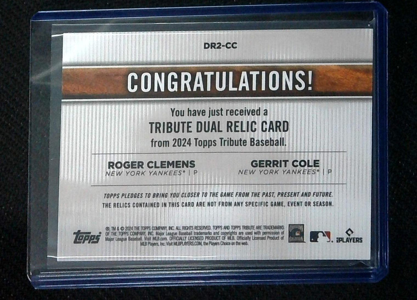 2024 Topps Tribute Roger Clemens Gerrit Cole Dual Jersey /99 Yankees Pinstripe