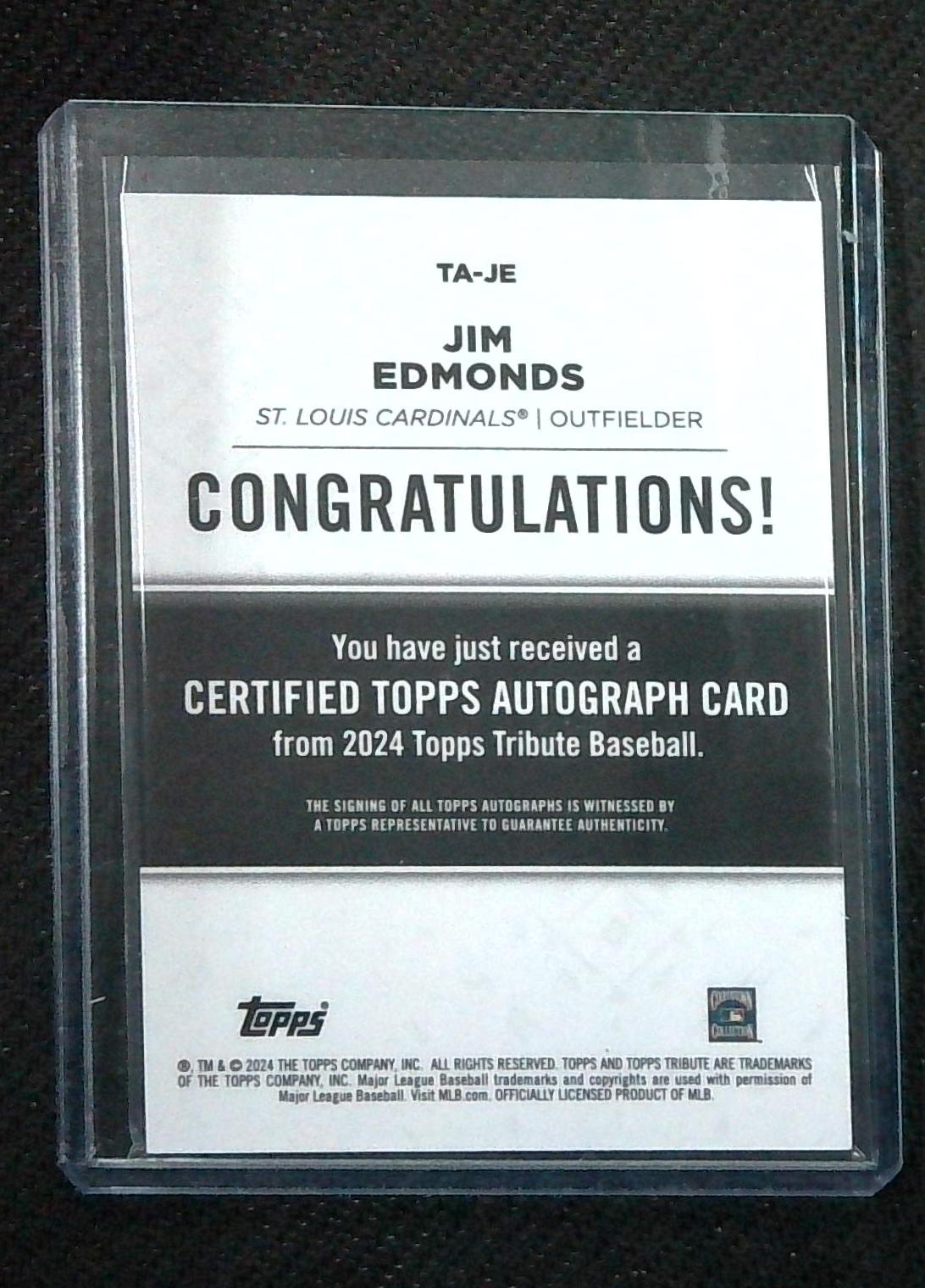 2024 Topps Tribute Jim Edmonds Auto /199 Cardinals