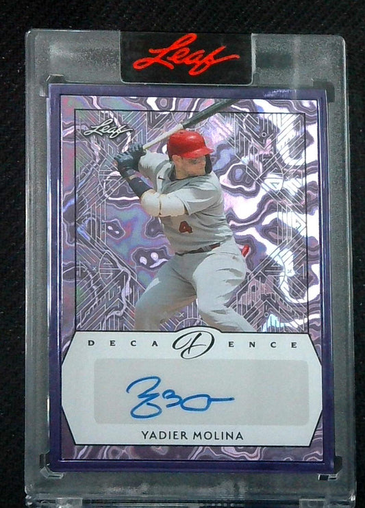 YADIER MOLINA🔥2024 Leaf Decadence RARE PINK FRAMED Encased AUTO 1/5🔥CARDINALS