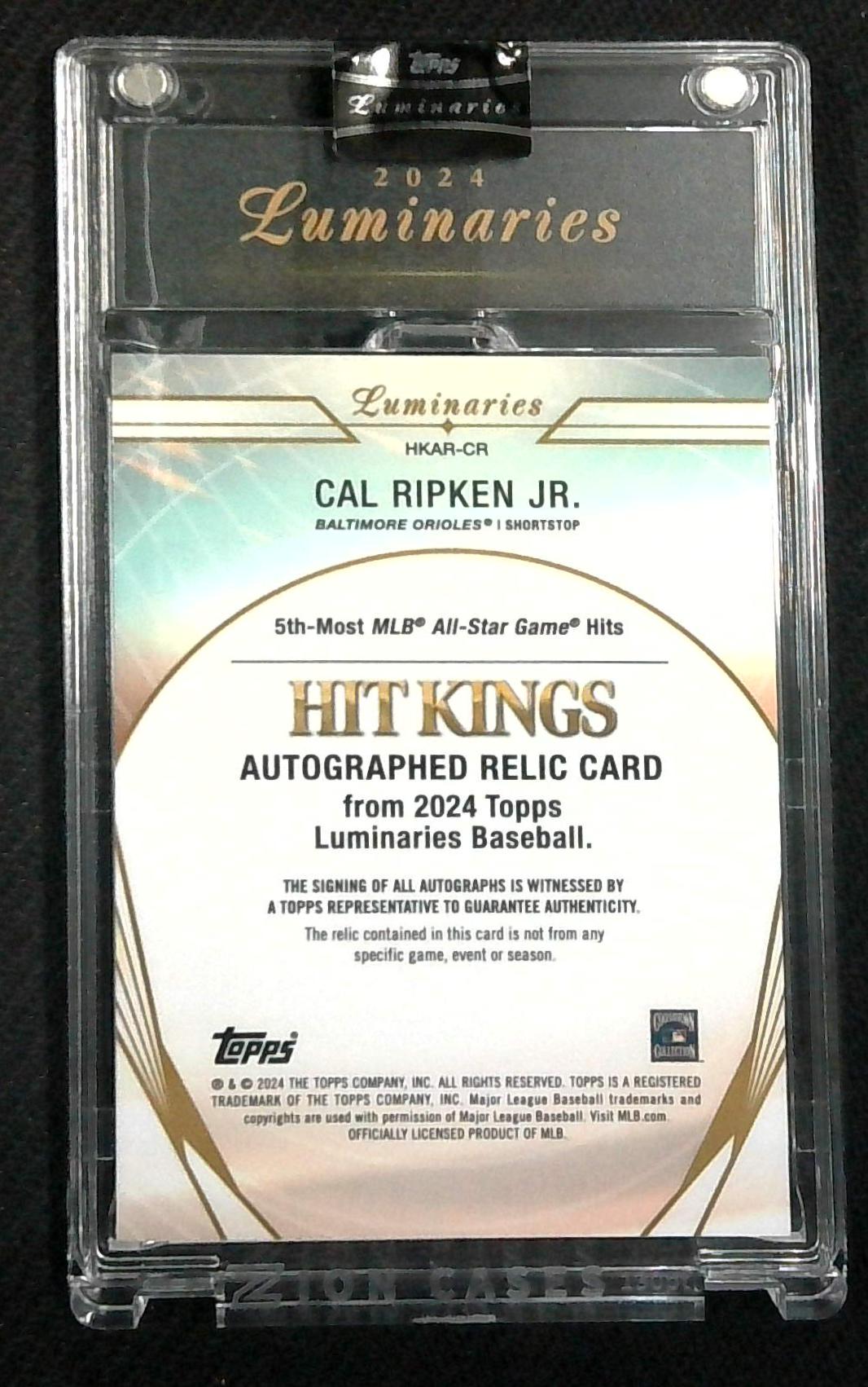 2024 TOPPS LUMINARIES CAL RIPKEN JR. GAME USED PATCH AUTO 9/10