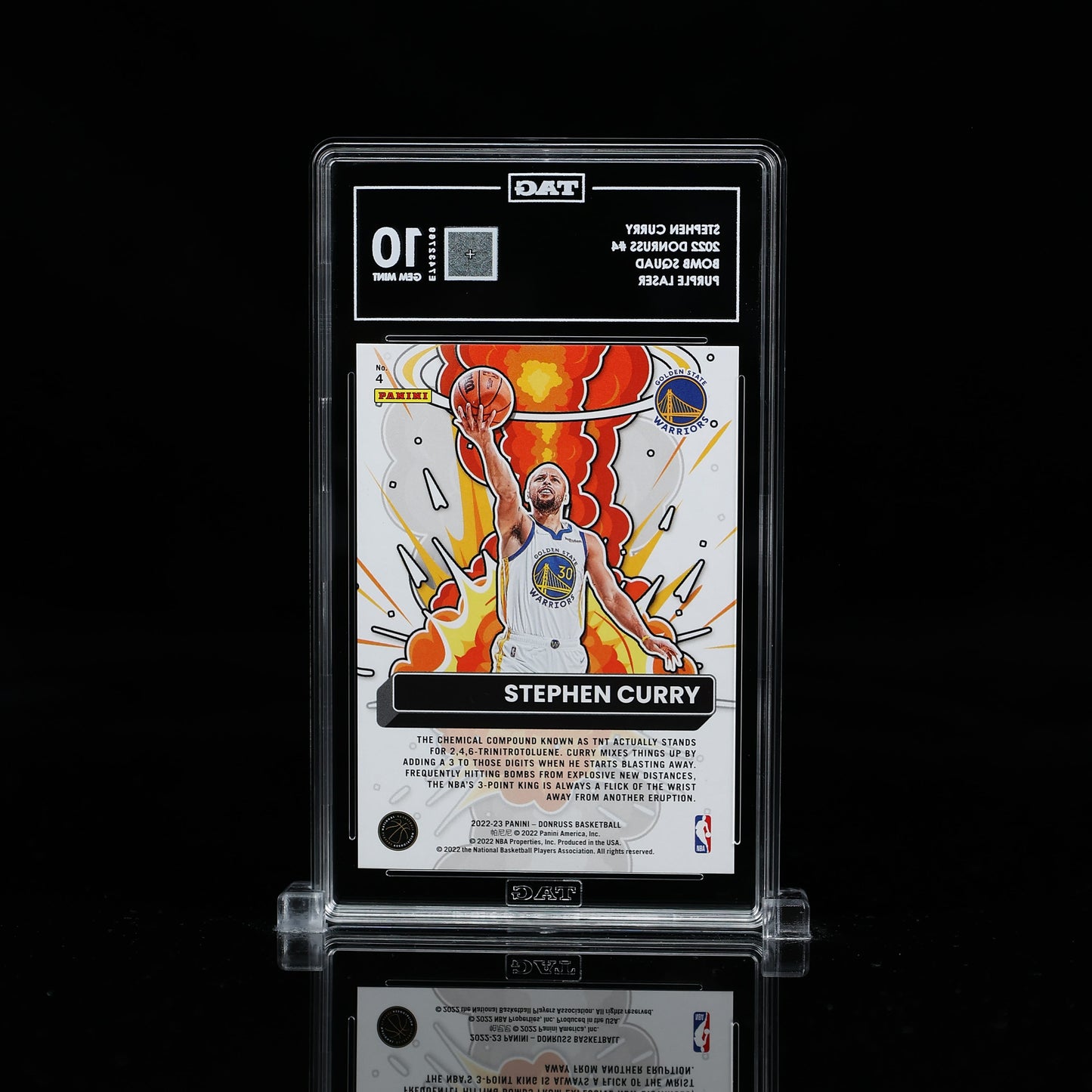 Stephen Curry 2023 Donruss Bomb Squad Purple Laser /99 TAG 10