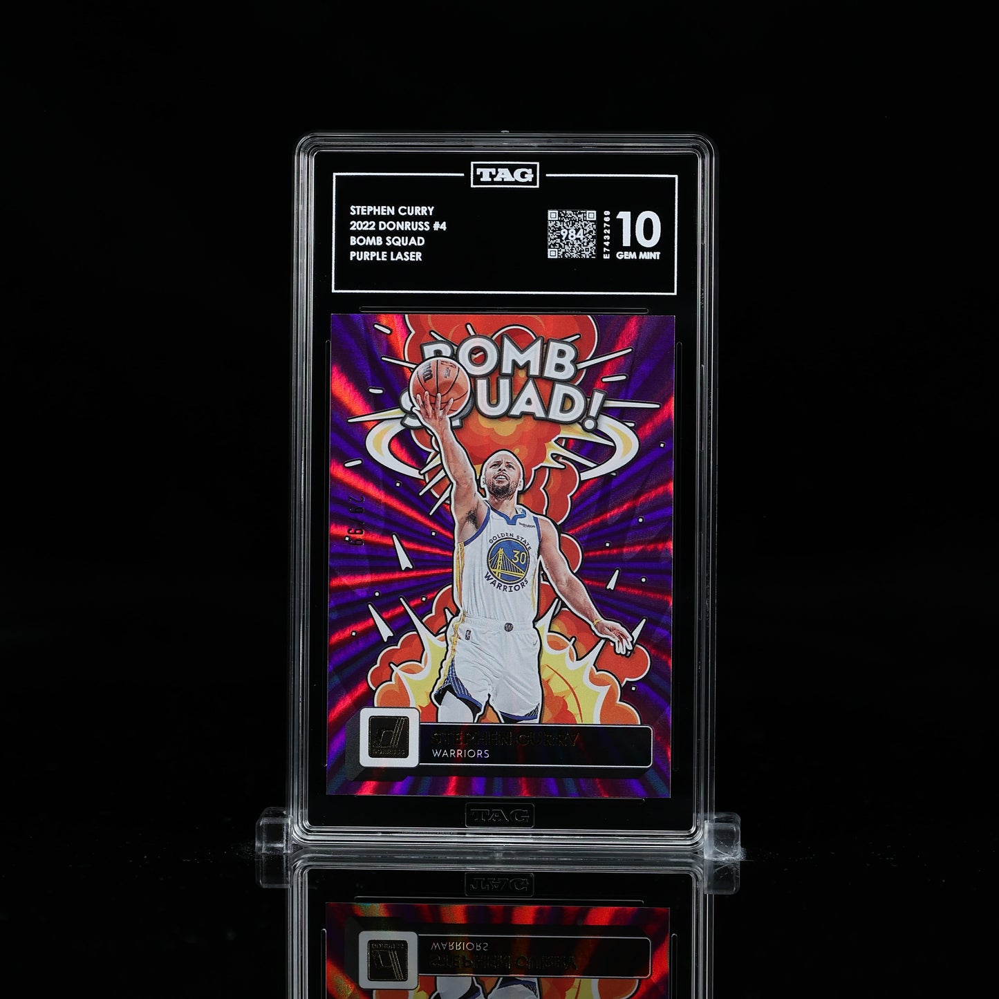 Stephen Curry 2023 Donruss Bomb Squad Purple Laser /99 TAG 10