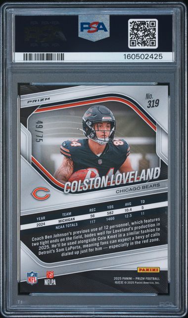 2025 PANINI PRIZM #319 COLSTON LOVELAND GREEN SCOPE /75 PSA 9