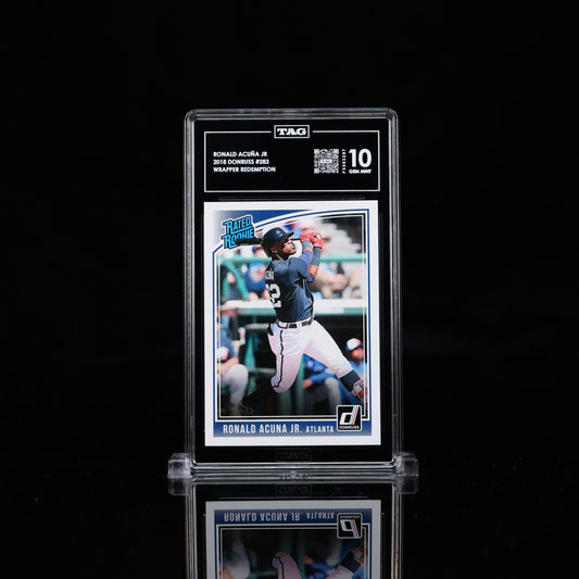 2018 Donruss Ronald Acuna Jr. Wrapper Redemption Swinging SP Rookie #283 TAG 10