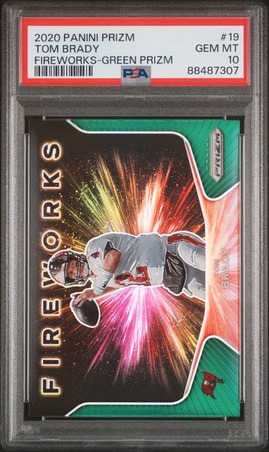 2020 Prizm Fireworks Prizms Green #19 Tom Brady PSA 10