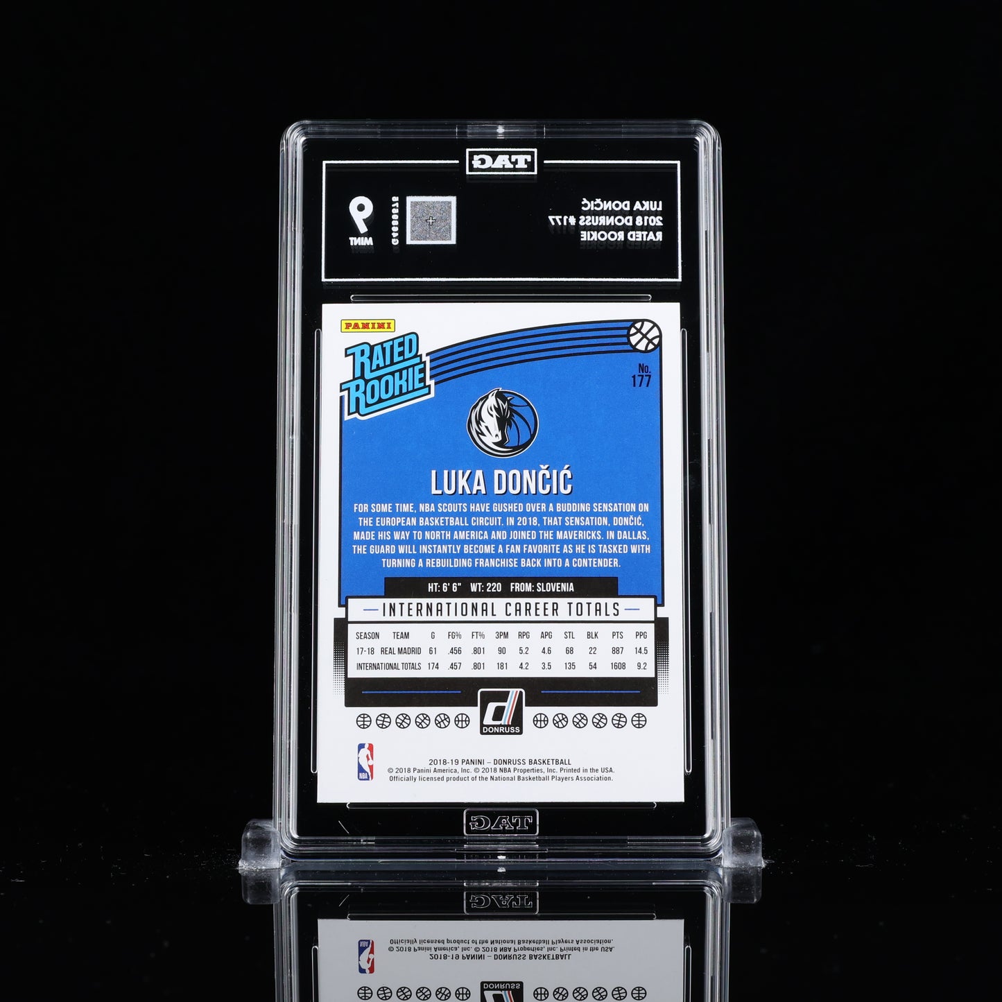 2018-19 Panini Donruss Rated Rookies Luka Doncic #177 TAG 9 MINT Rookie RC