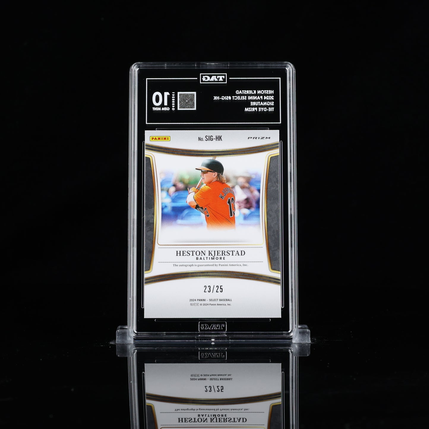 2024 Panini Select Heston Kjerstad Tie-Die Prizm RC Auto /25 ORIOLES TAG 10