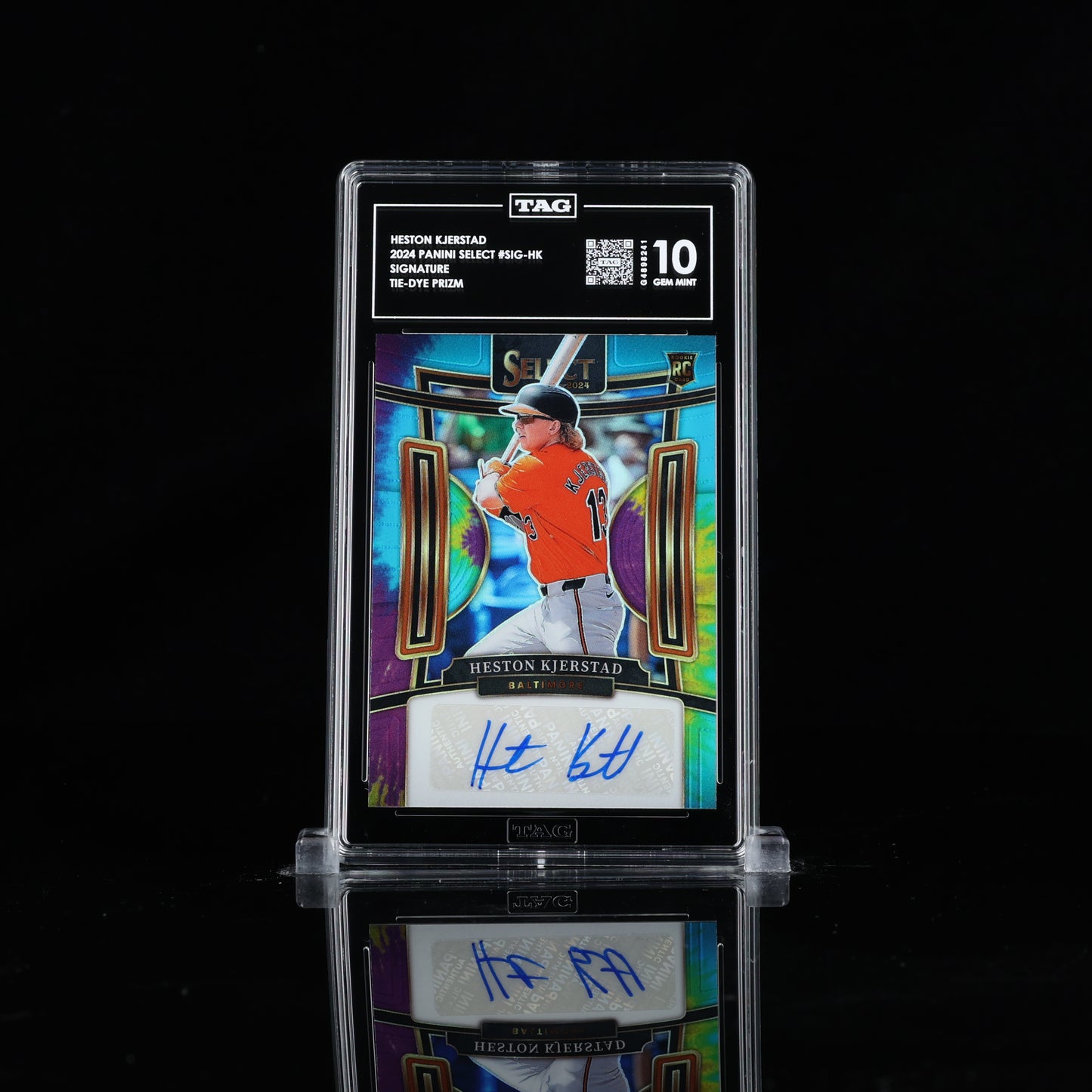 2024 Panini Select Heston Kjerstad Tie-Die Prizm RC Auto /25 ORIOLES TAG 10