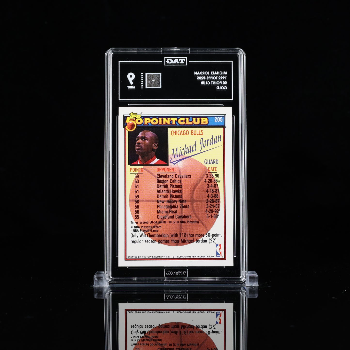 1992 Topps Michael Jordan 50 Point Club #205 TAG 9