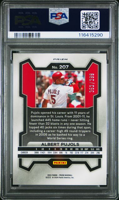2024 PANINI PRIZM #207 ALBERT PUJOLS RED PULSAR PSA 10