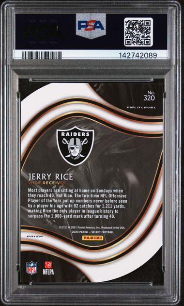 2020 PANINI SELECT #320 JERRY RICE DIE-CUT PURPLE PRIZM PSA 10